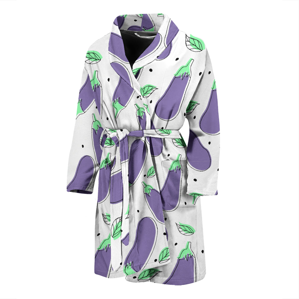 Eggplant Pattern Print Design 05 Men's Bathrobe