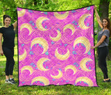 Moon Pink Rose Background Premium Quilt