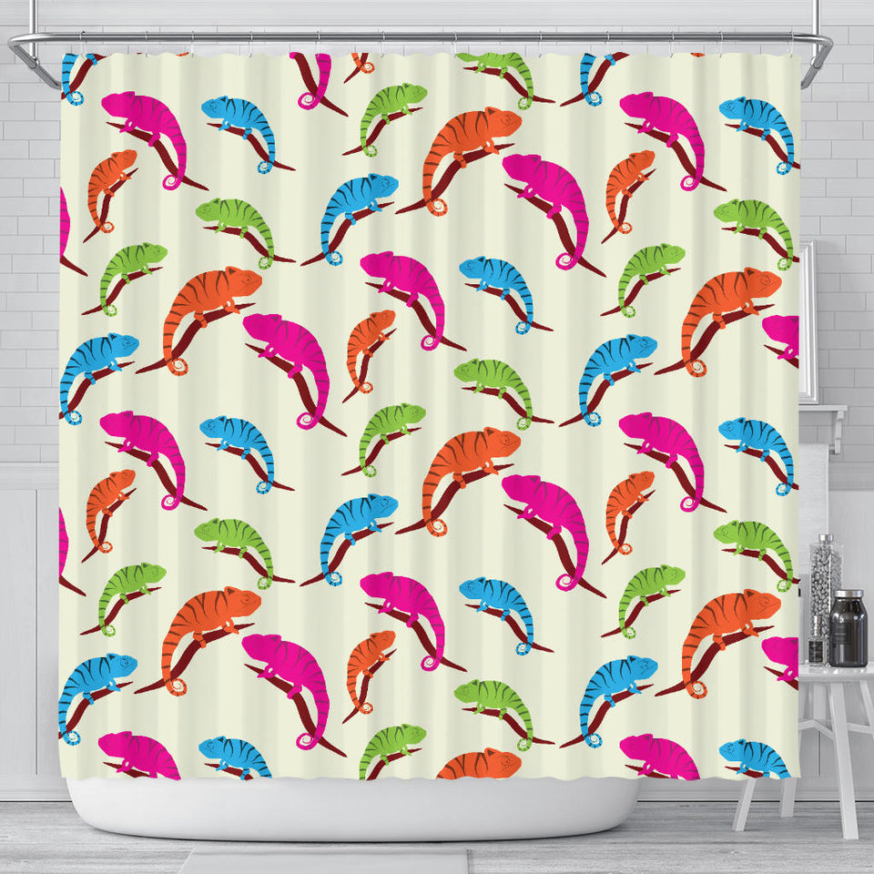 Colorful Chameleon Lizard Pattern Shower Curtain Fulfilled In US