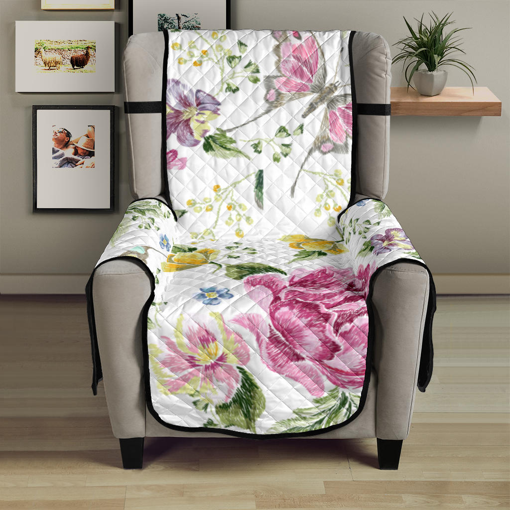Hand drawn butterfly rose Chair Cover Protector