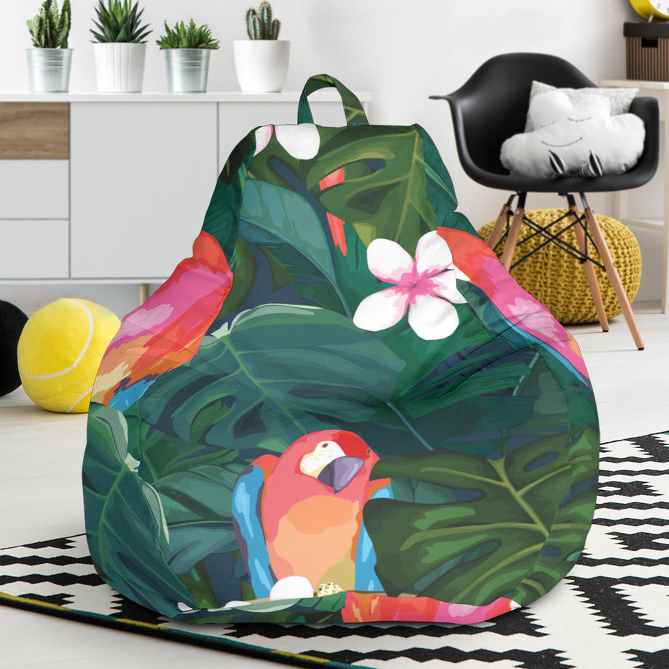 Parrot Palm Tree Leaves Flower Hibiscus Pattern Bean Bag Cover