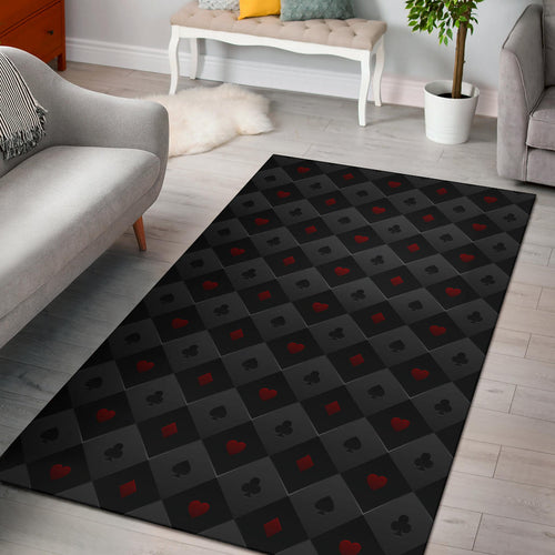 Casino Cards Suits Pattern Print Design 05 Area Rug