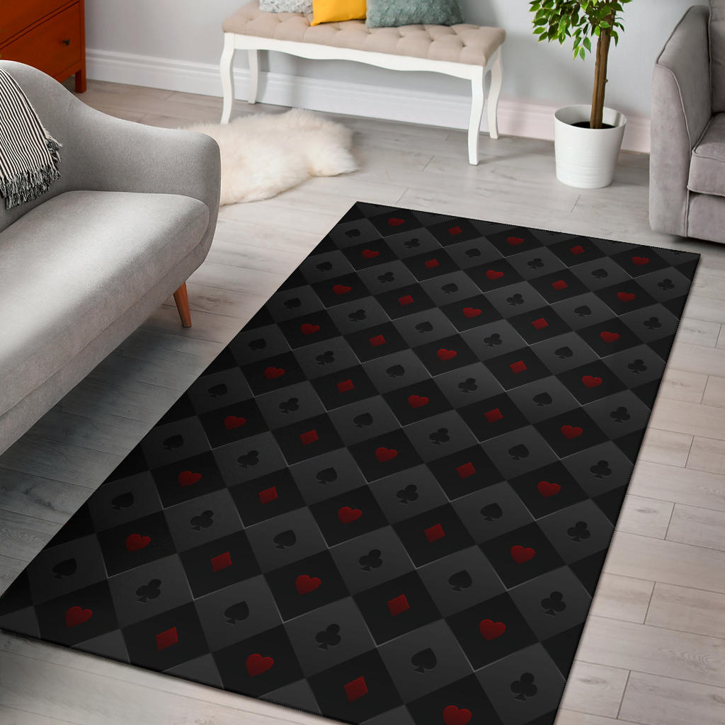 Casino Cards Suits Pattern Print Design 05 Area Rug