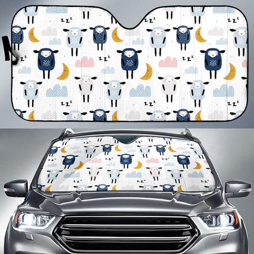 Cute Sleeping Sheep Moon Cloud Pattern Car Sun Shade