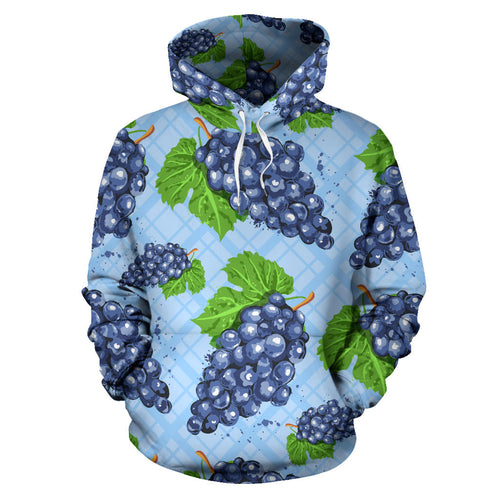 Watercolor Grape Pattern Men Women Pullover Hoodie