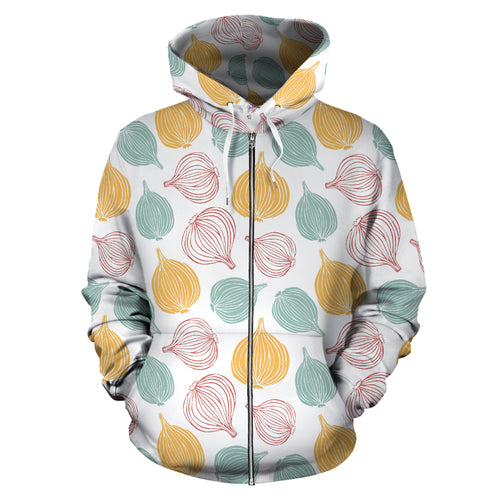 Colorful Onions White Background Zip Up Hoodie