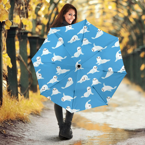 Cute Sea Lion Seal Pattern Background Umbrella
