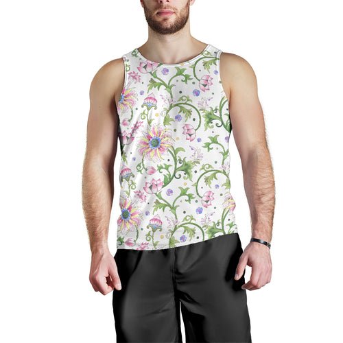 Beautiful pink lotus waterlily leaves pattern Men Tank Top