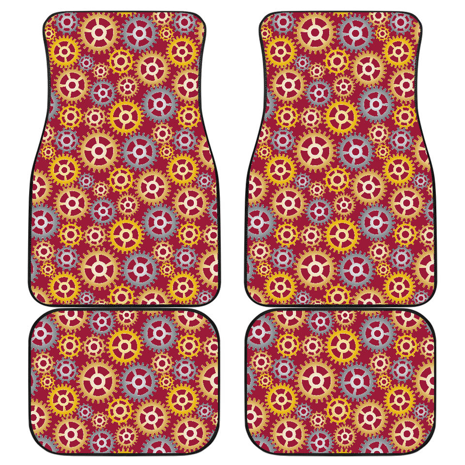 Gear Pattern Print Design 04 Front and Back Car Mats