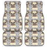 Happy Pug Pattern Front And Back Car Mats