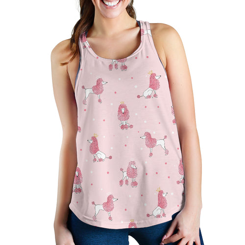 Poodle dog pink color theme Women Racerback Tank Top
