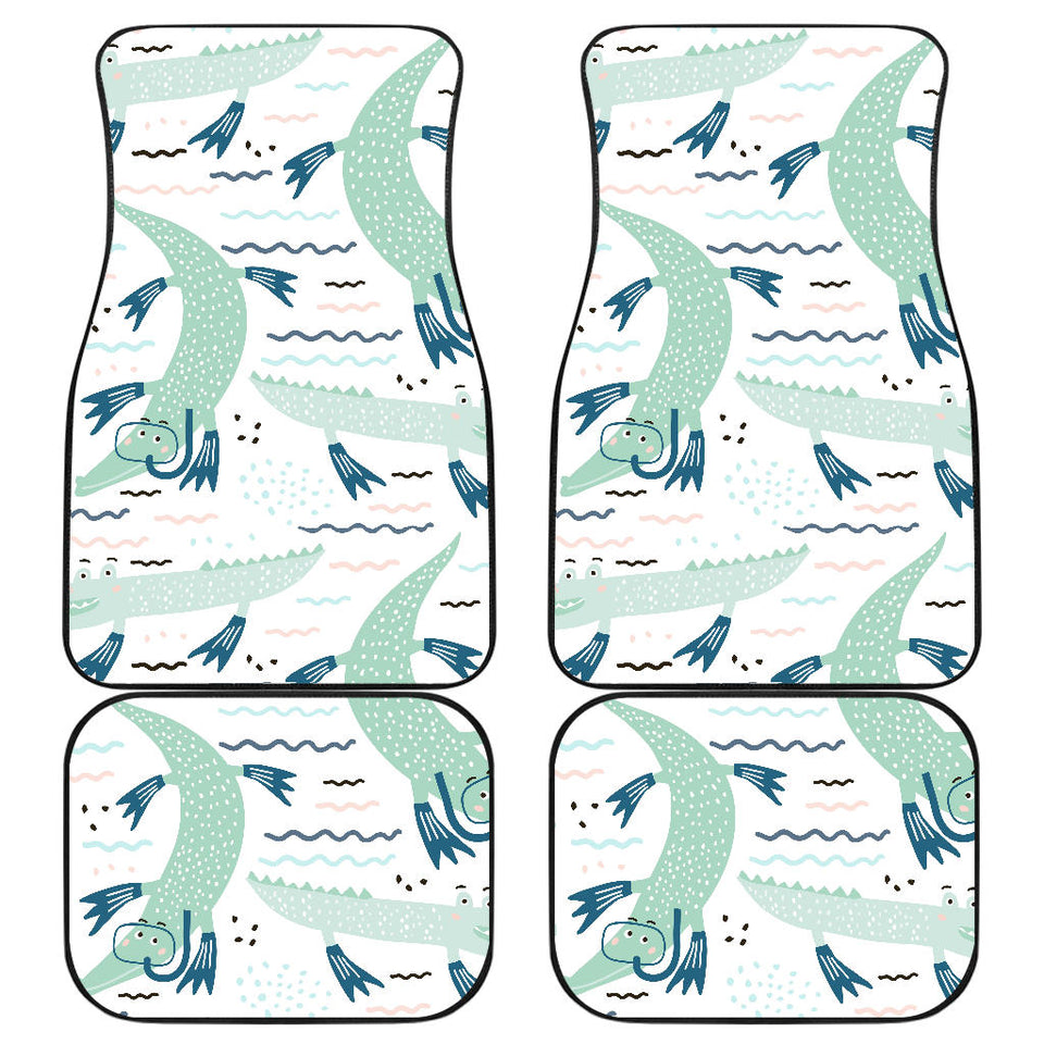 Crocodile Diver Pattern Front And Back Car Mats