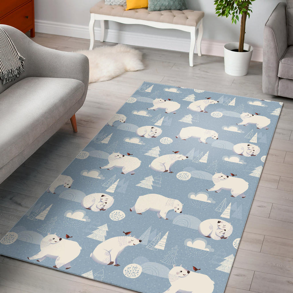 Cute Polar Bears Christmas Decoration Pattern Area Rug