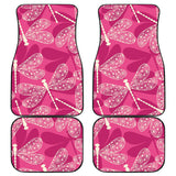 Beautiful Dragonfly Pink Background Front And Back Car Mats
