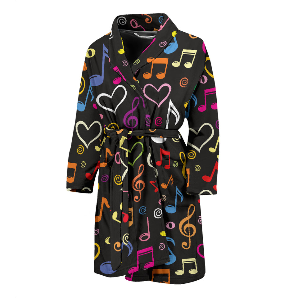 Music Notes Pattern Print Design 02 Men's Bathrobe
