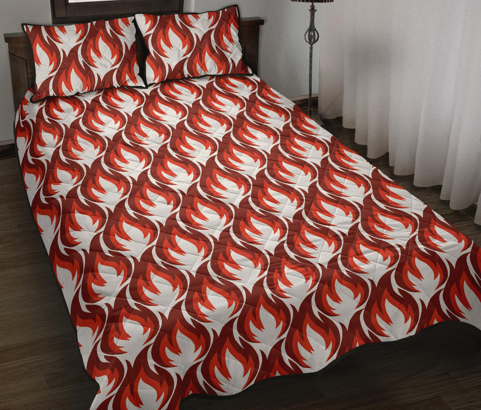 Fire flame symbol design pattern Quilt Bed Set