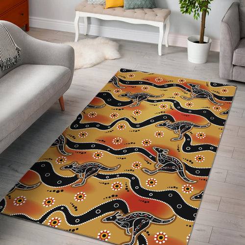 Kangaroo Australian Aboriginal Art Pattern Area Rug