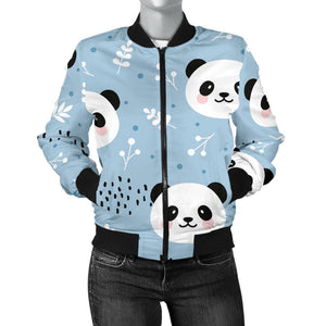 Cute Panda Pattern Women'S Bomber Jacket