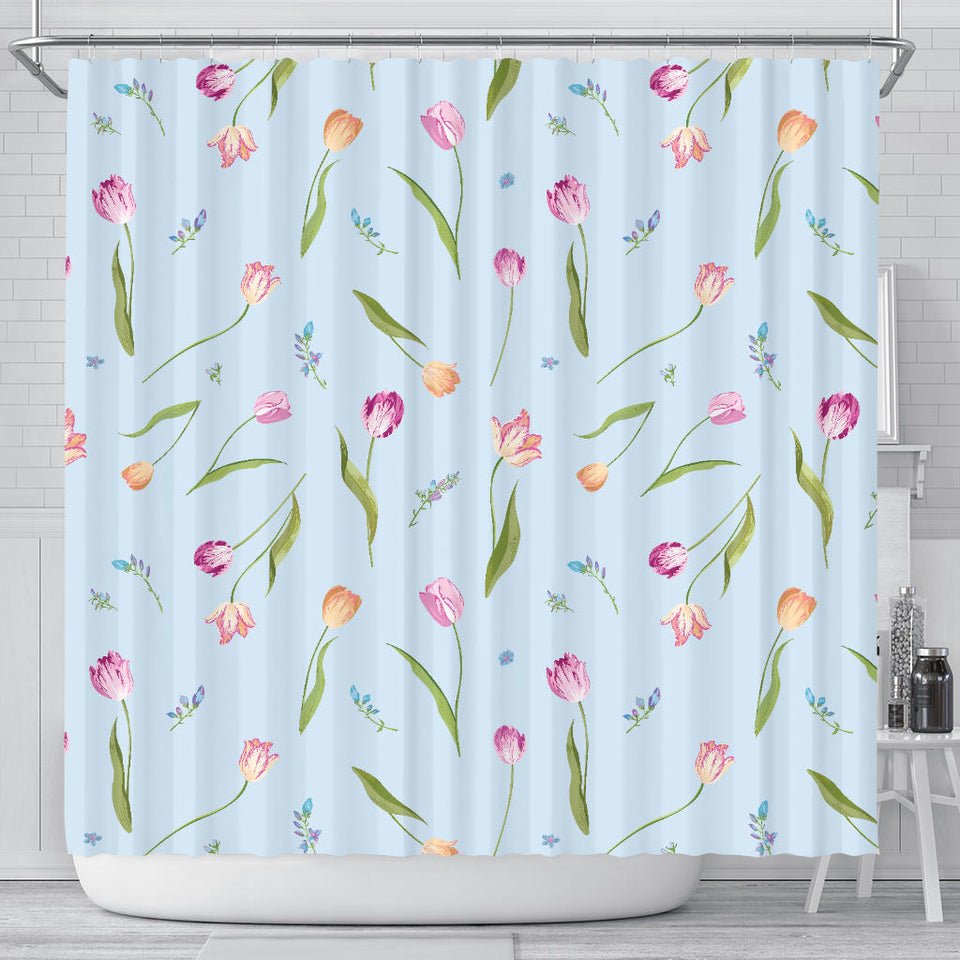 Watercolor Tulips Pattern Shower Curtain Fulfilled In US