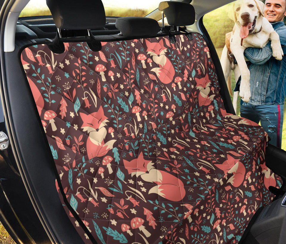Fox Leaves Mushroom Pattern Dog Car Seat Covers