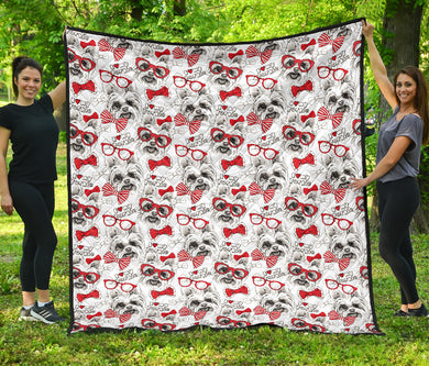 Yorkshire Terrier Pattern Print Design 04 Premium Quilt
