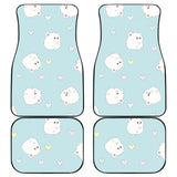 White Cute Hamsters Heart Pattern Front And Back Car Mats