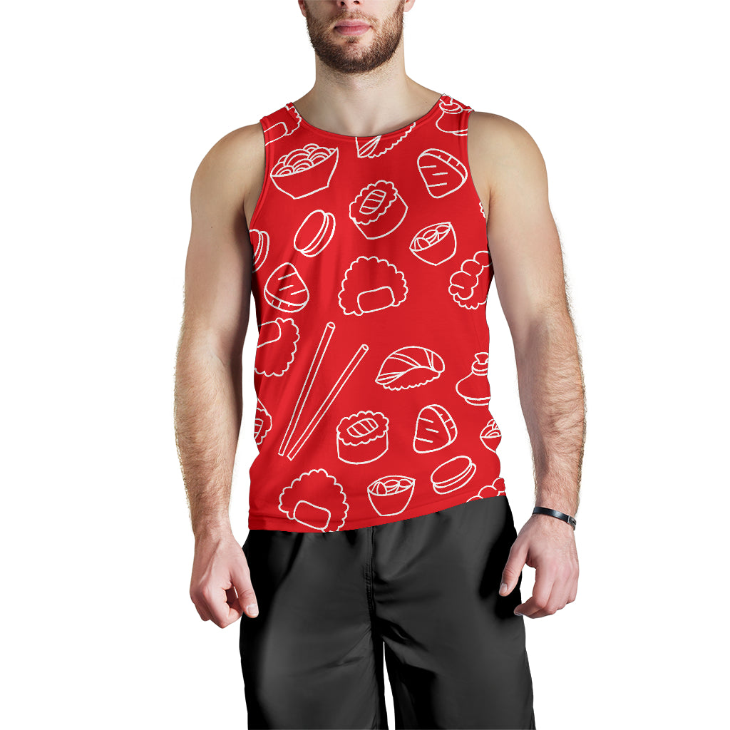sushi pattern red background Men Tank Top