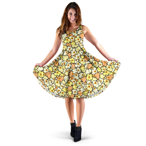 Popcorn Pattern Print Design 03 Sleeveless Midi Dress