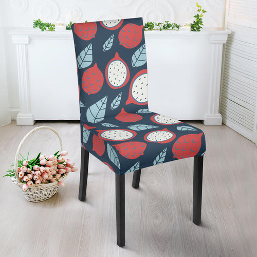 Dragon Fruits Dark Blue Background Dining Chair Slipcover