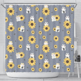 Cute Hamster Sunflower Pattern Background Shower Curtain Fulfilled In US
