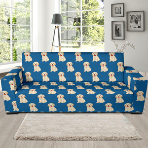 Golden Retriever Pattern Print Design 03 Sofa Slipcover