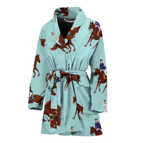 Horses Running Horses Rider Pattern Women'S Bathrobe