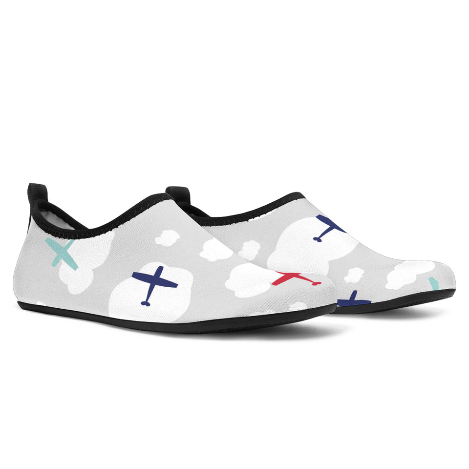 Airplane Cloud Grey Background Aqua Shoes