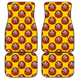 Daruma Japanese Wooden Doll Yellow Background Front And Back Car Mats