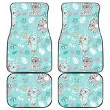 Cute Koalas Blue Background Pattern Front And Back Car Mats