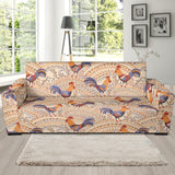 Cute Rooster Chicken Cock Floral Ornament Background Sofa Slipcover