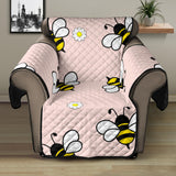 Cute bee flower pattern pink background Recliner Cover Protector