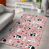 Cows Milk Product Pink Background Area Rug