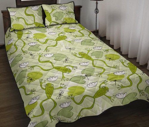 Cute frog dragonfly pattern Quilt Bed Set