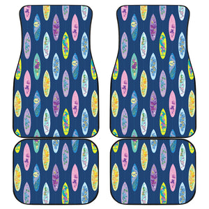 Surfboard Pattern Print Design 03 Front and Back Car Mats