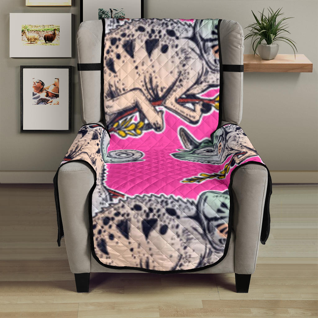 Chameleon lizard pattern pink background Chair Cover Protector
