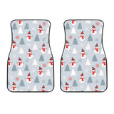 Snowman Christmas  Tree Snow Gray Background Front Car Mats