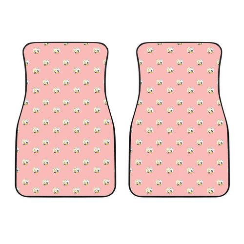 Cute Hamster Cheese Pattern Pink Background Front Car Mats