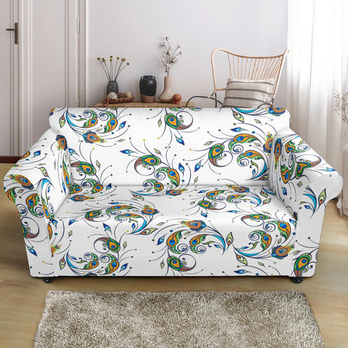 Peacock Feather Pattern Loveseat Couch Slipcover