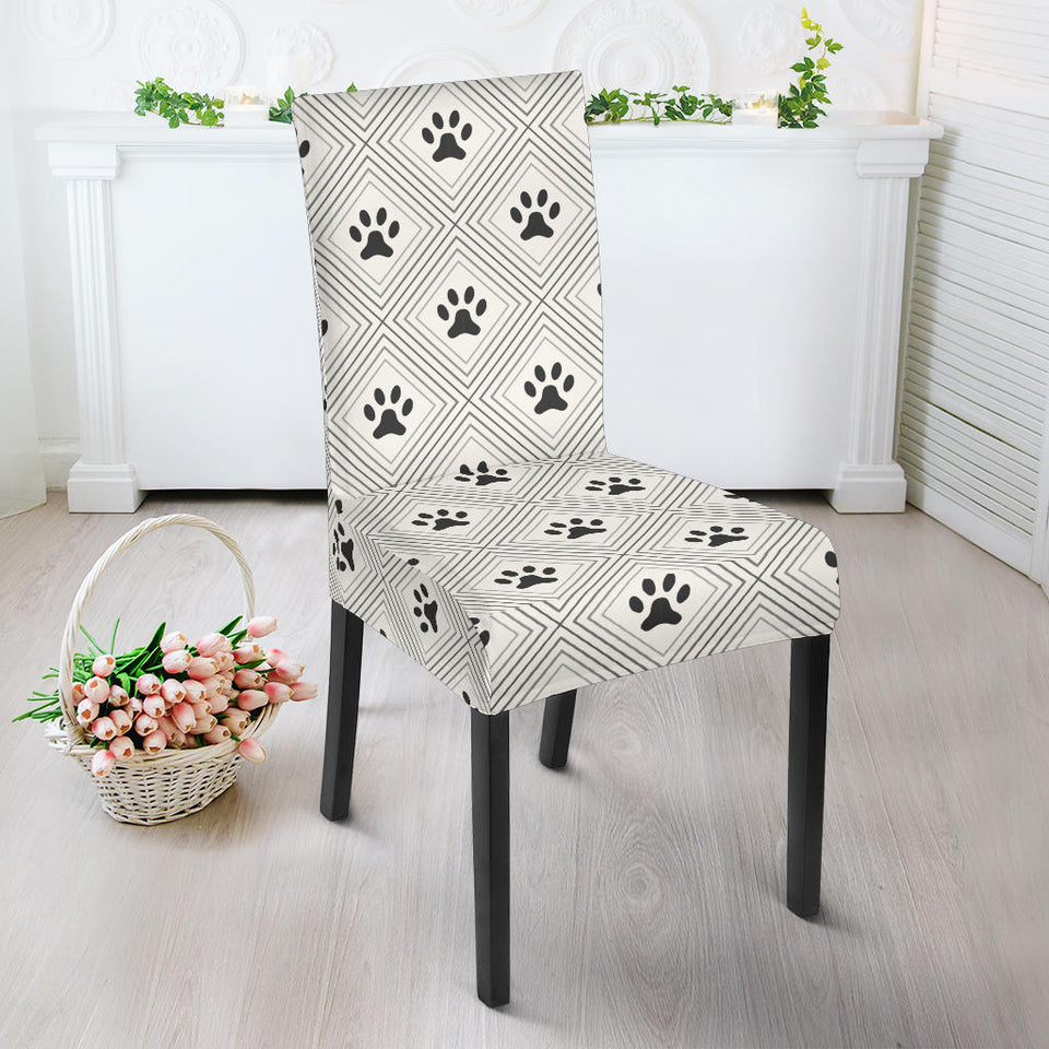 Dog Paws Pattern Print Design 03 Dining Chair Slipcover