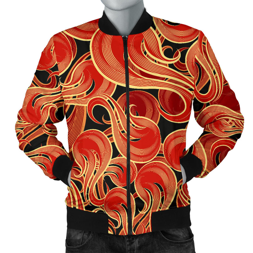 Fire Flame Pattern Men'S Bomber Jacket