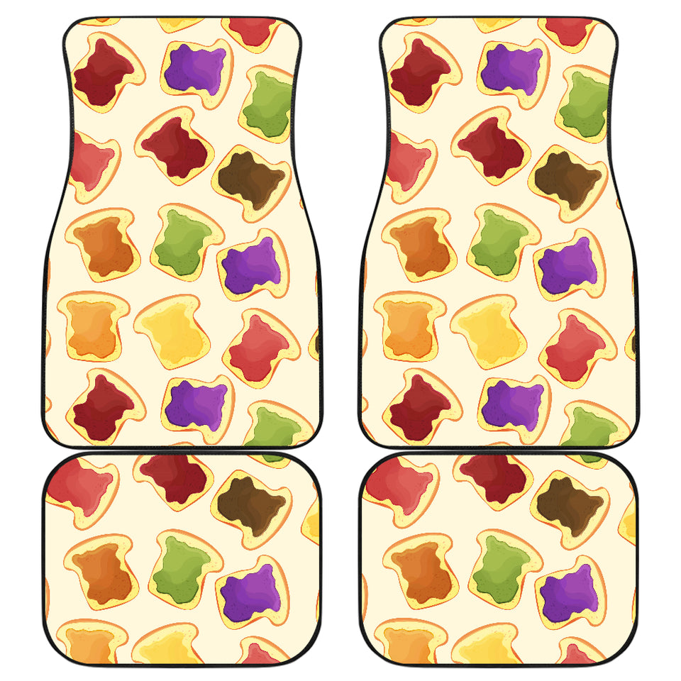 Bread Toast Pattern Print Design 02 Front and Back Car Mats