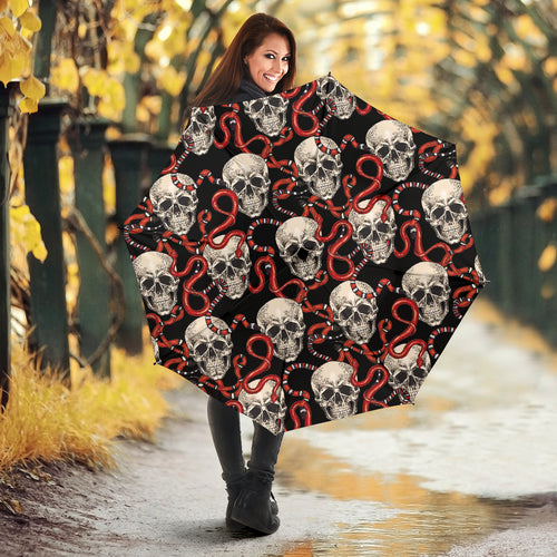 Red Snake Skull Pattern Umbrella