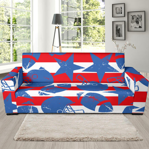 American Football Ball Star Stripes Pattern Sofa Slipcover
