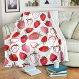 Watercolor Hand Drawn Beautiful Strawberry Pattern Premium Blanket